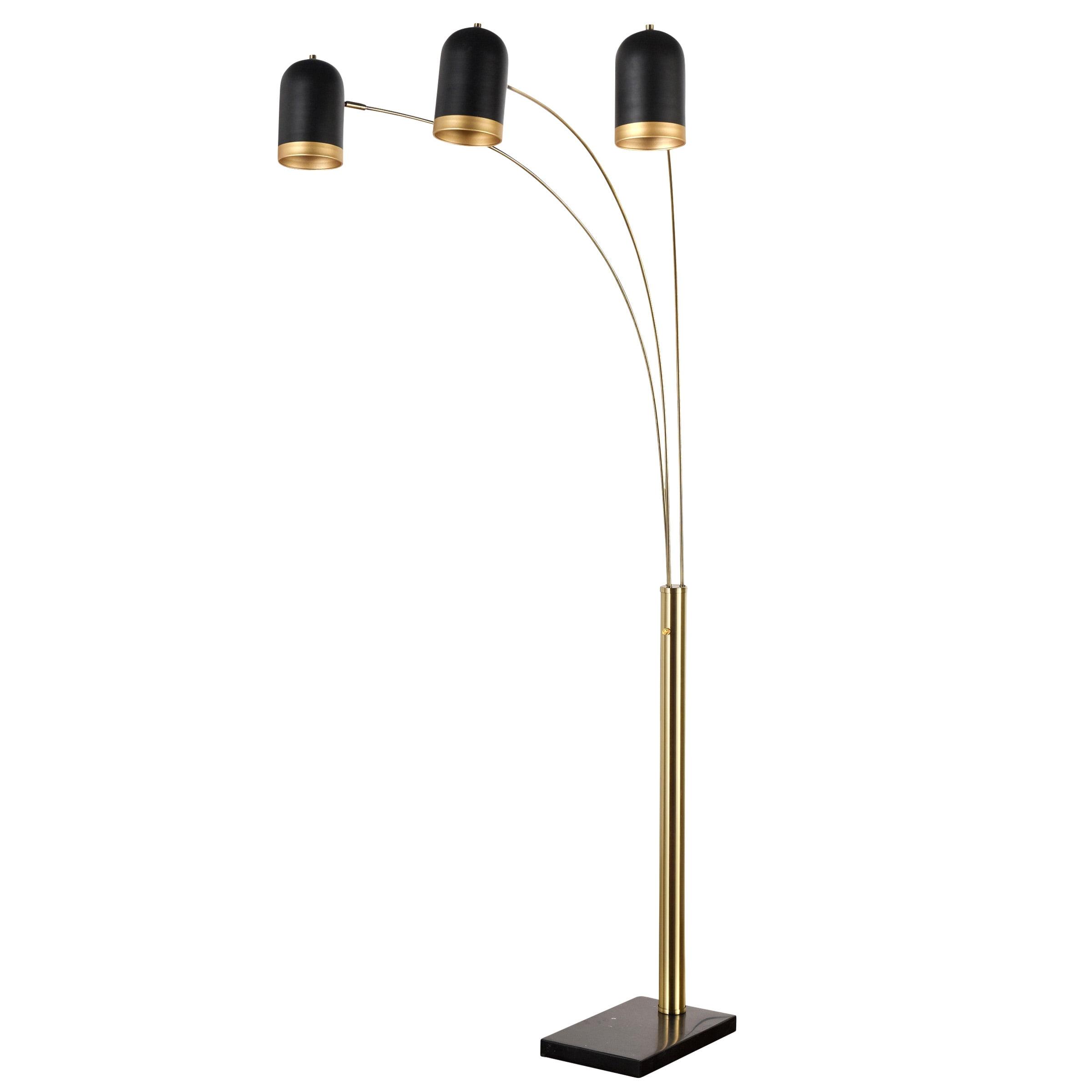 Rosalind 86.5'' Black and Gold Mid Century Modern Arch Floor Lamp