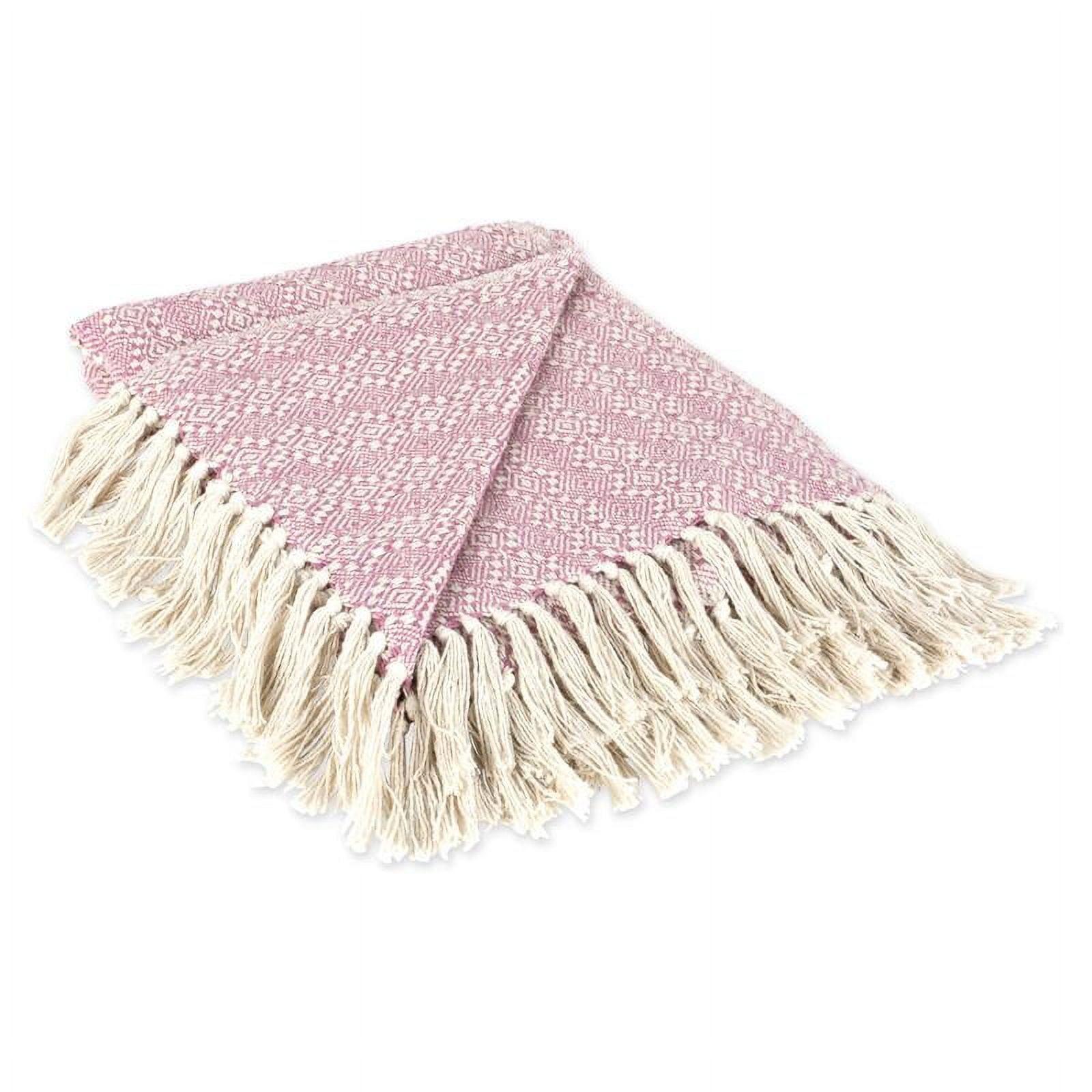 Rose Sherpa and Cotton Reversible Diamond Stitch Throw