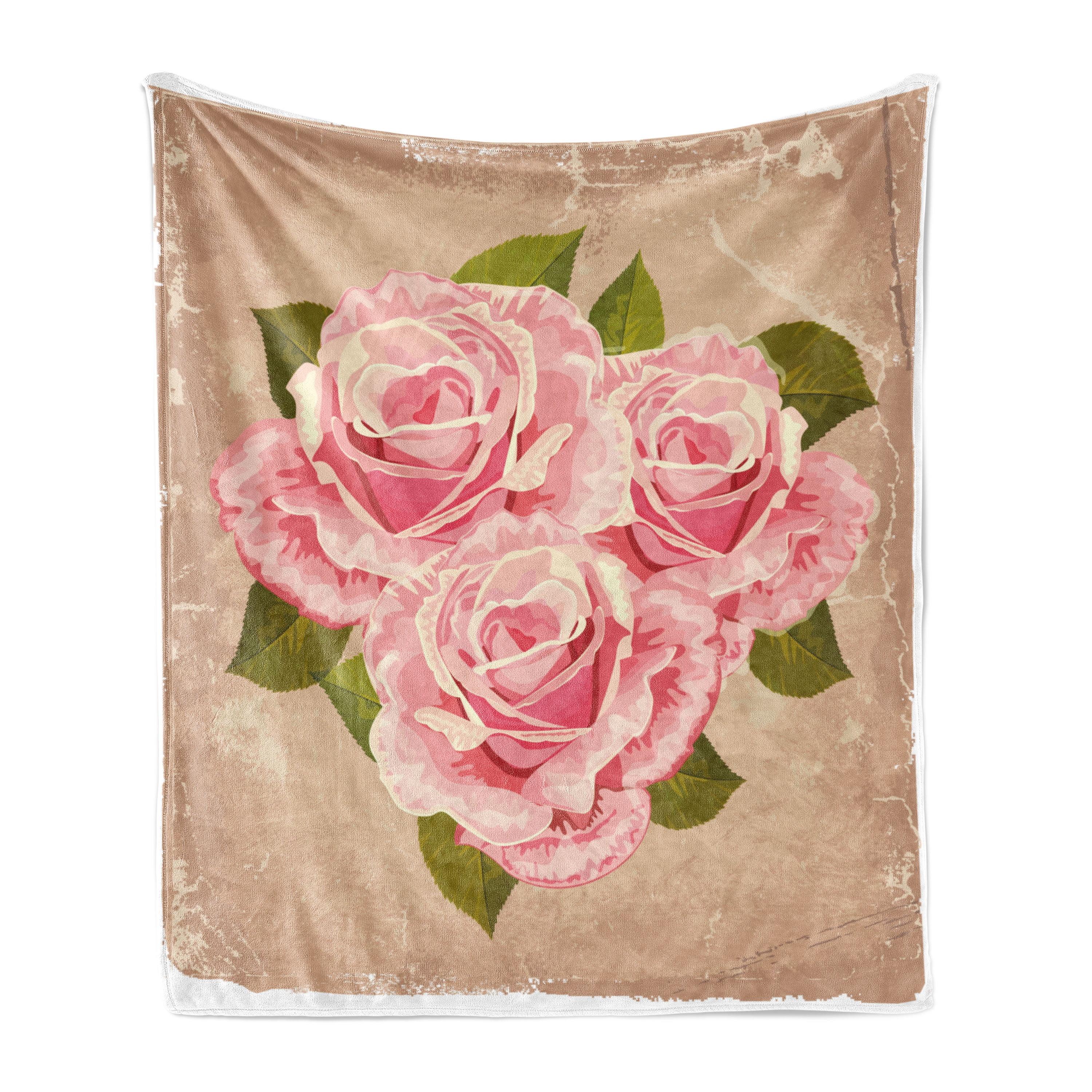 Pink Rose Bouquet Fleece Throw Blanket 50" x 60"