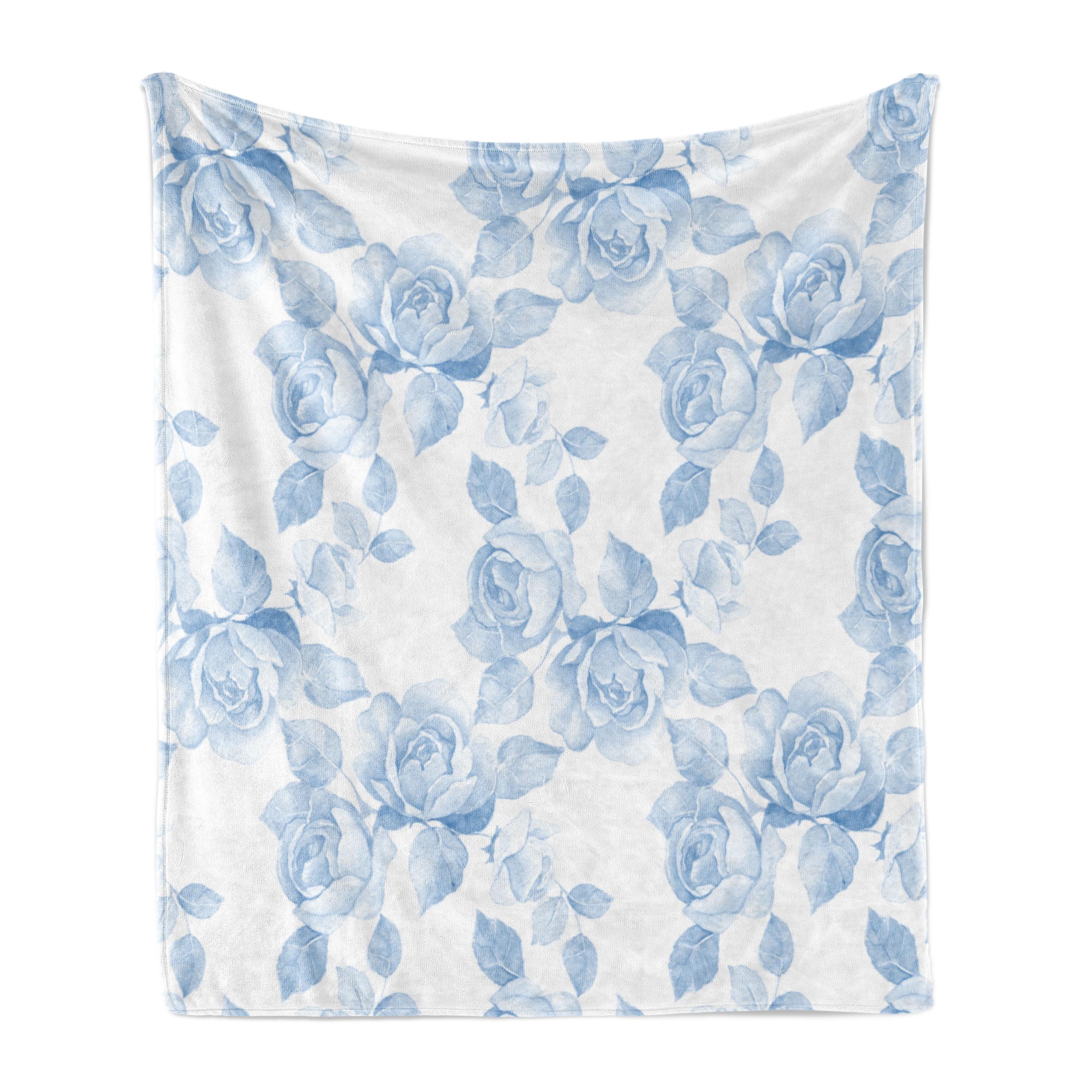 Ambesonne Spring Fleece Throw Blanket Floral Dreamy Branch Soft Blue White