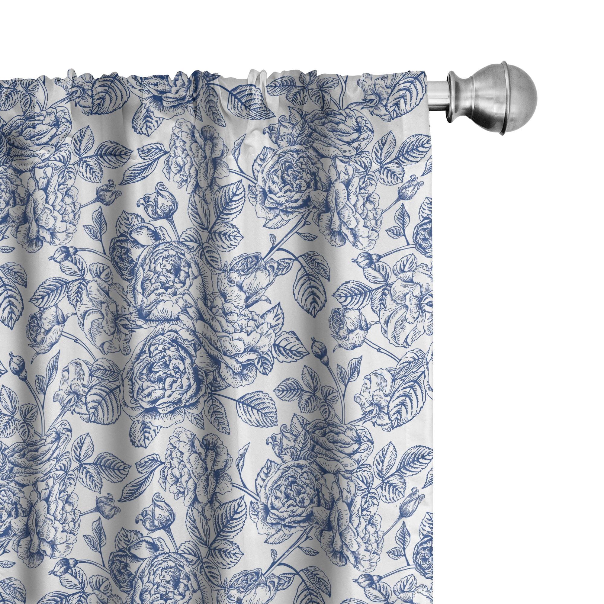 Ambesonne Rose Floral Semi-Sheer Rod Pocket Curtain Panels (Set of 2)