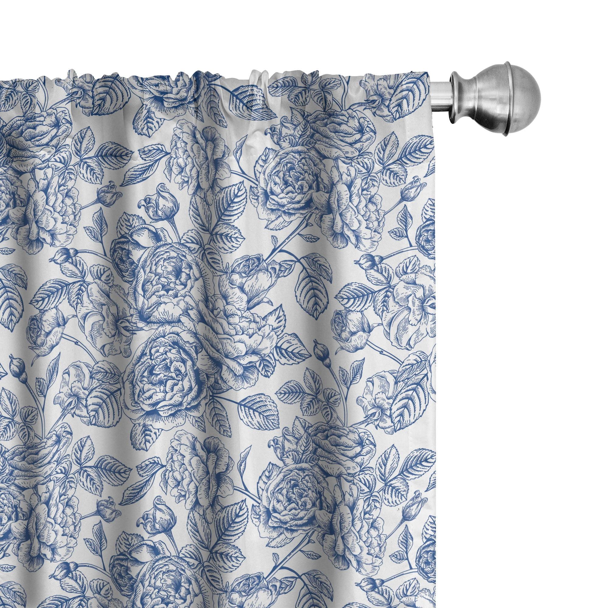Ambesonne Rose Floral Semi-Sheer Rod Pocket Curtain Panels (Set of 2)
