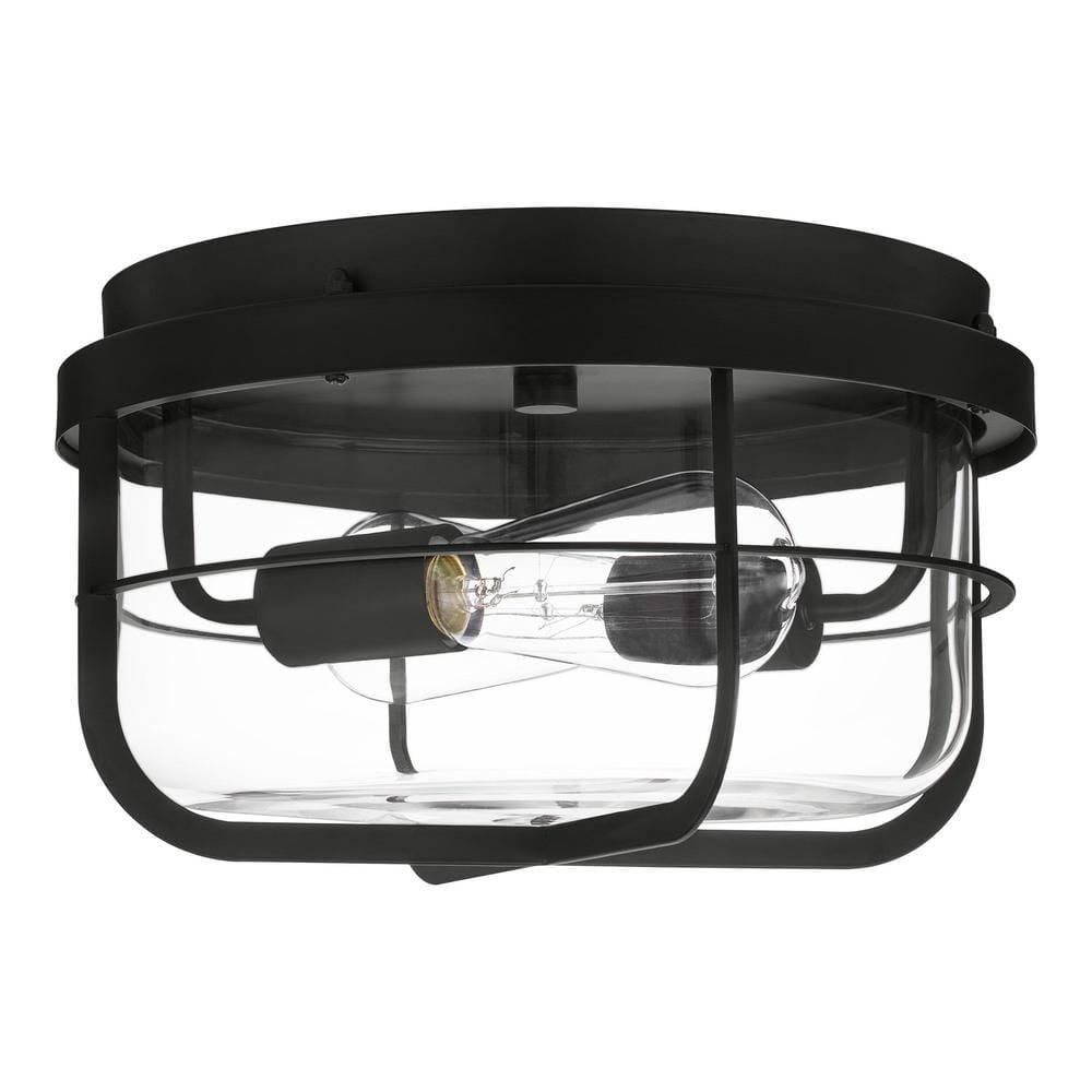 Rosedale 2-Light Matte Black Outdoor Flush Mount Ceiling Light