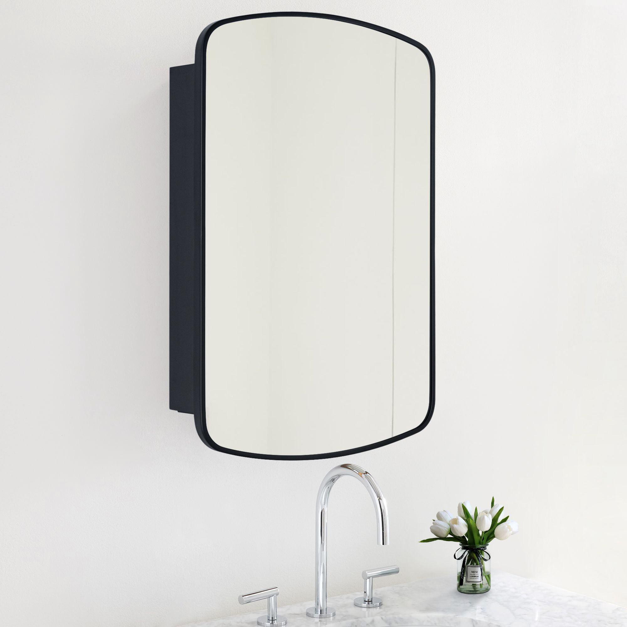 TEHOME Arched Recessed and Surface Mount Metal Framed Bathroom Medicine Cabinet with Mirror