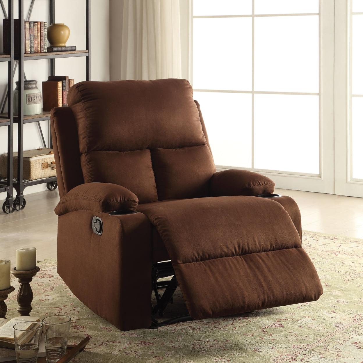 Rosia Warm Recliner , Chocolate Microfiber- Saltoro Sherpi