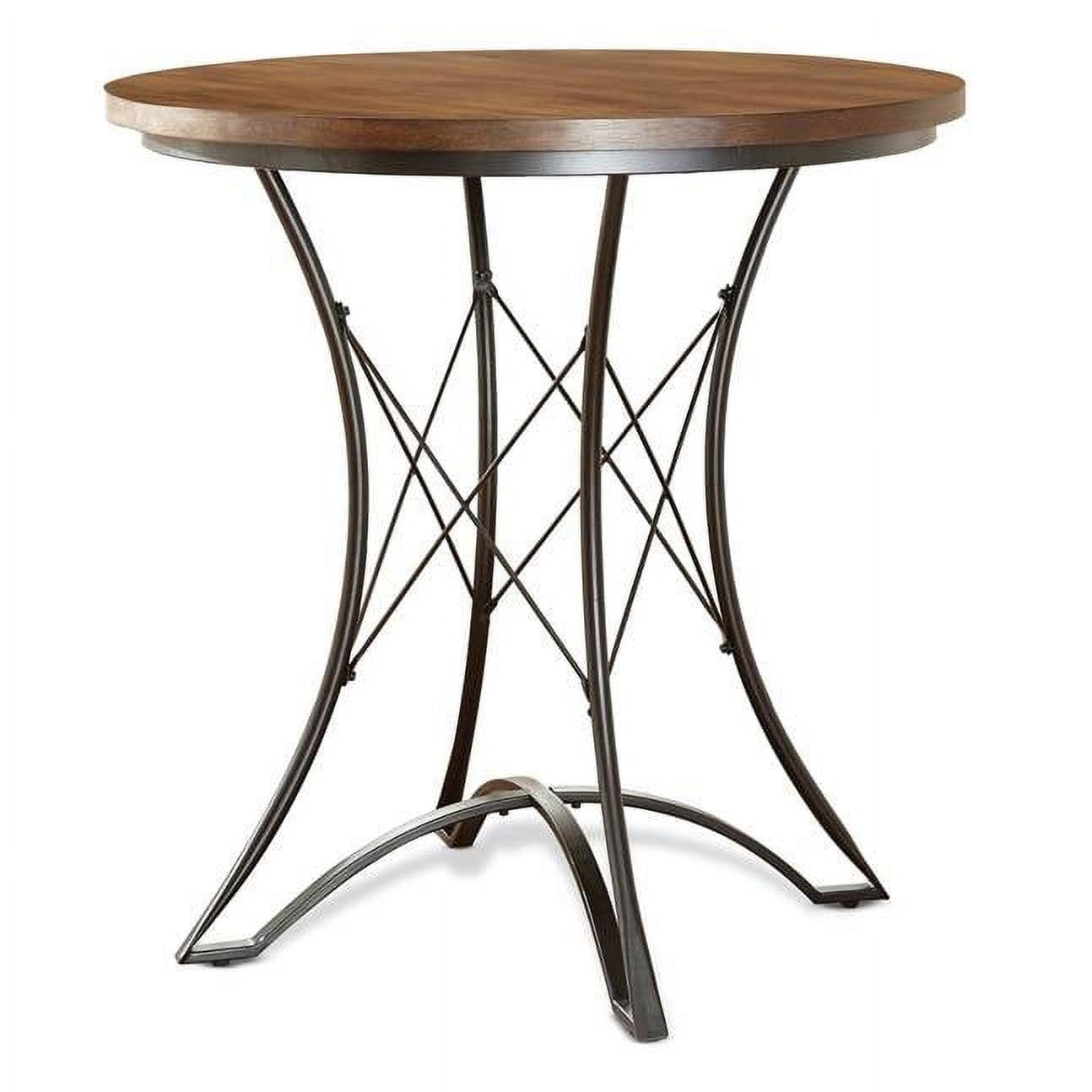 Birch Brown 36" Transitional Round Counter Height Table with Metal Base