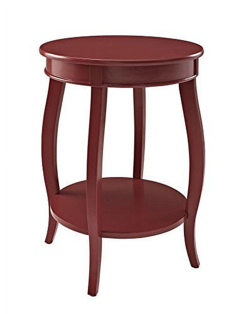 Contemporary Red Round Side Table with Lower Shelf