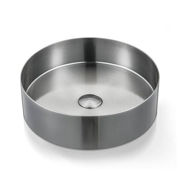 Stainless Steel Round Vessel Bathroom Sink Silver