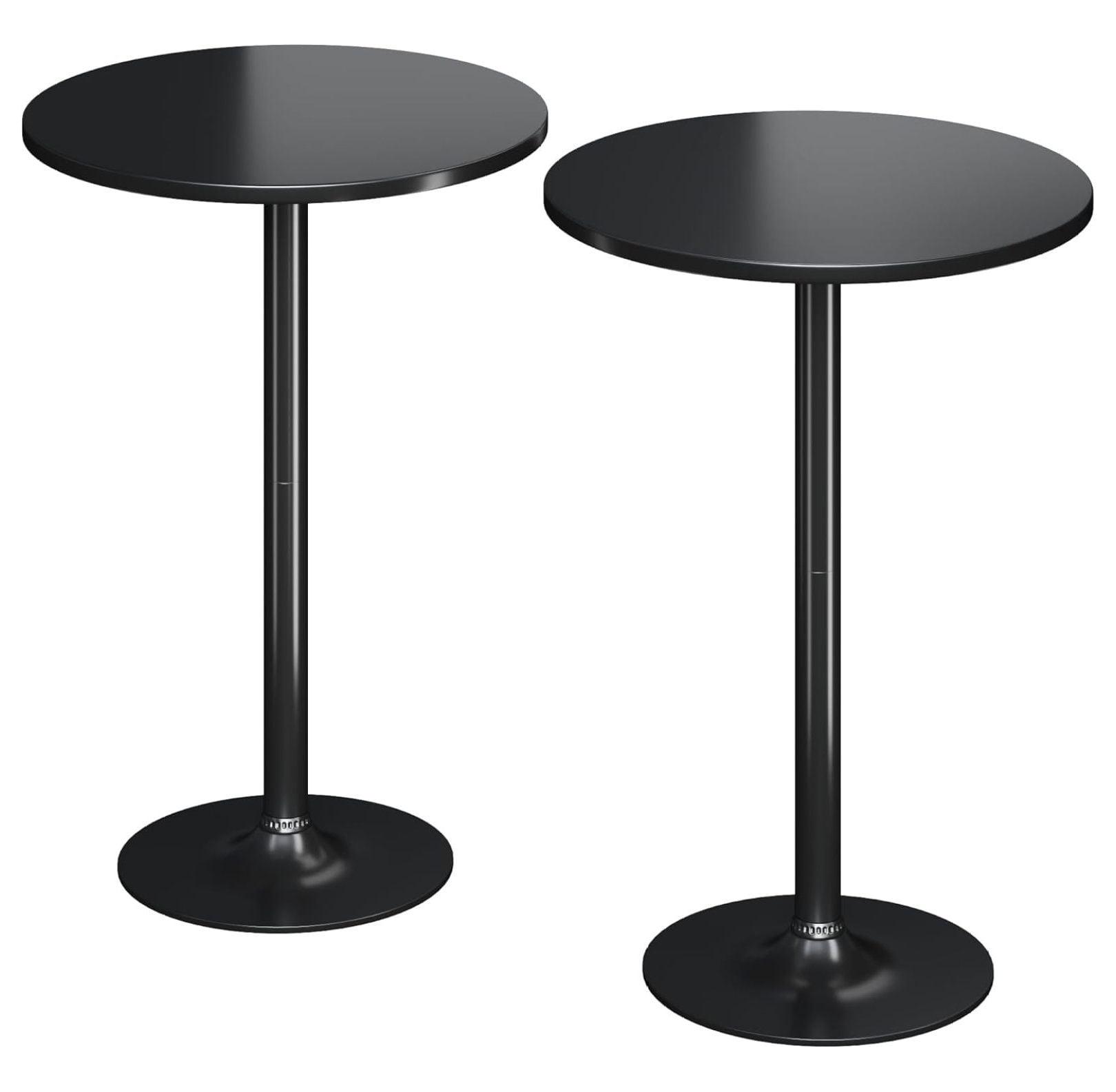 Homall 2-Pieces Bistro Pub Table Round Bar Height Cocktail Table Metal Base MDF Top Obsidian Table with Black Leg 23.8-Inch Top, 39.5-Inch Height, Black