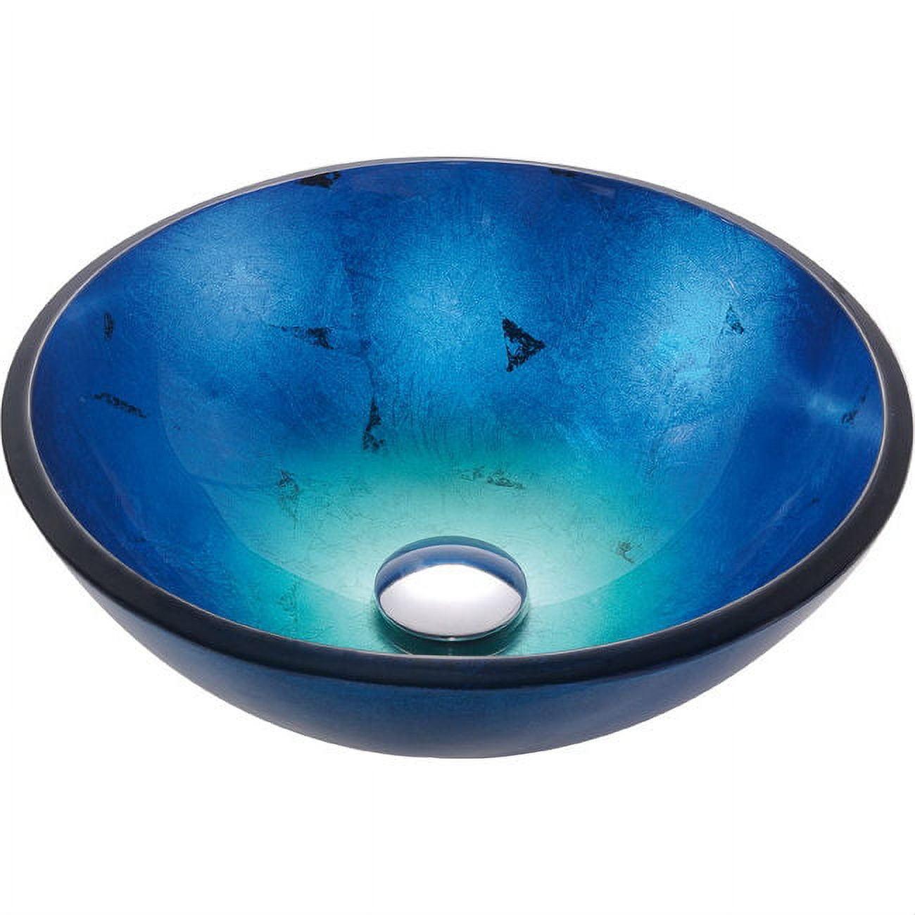 Round Blue Tempered Glass Above-Counter Vessel Sink