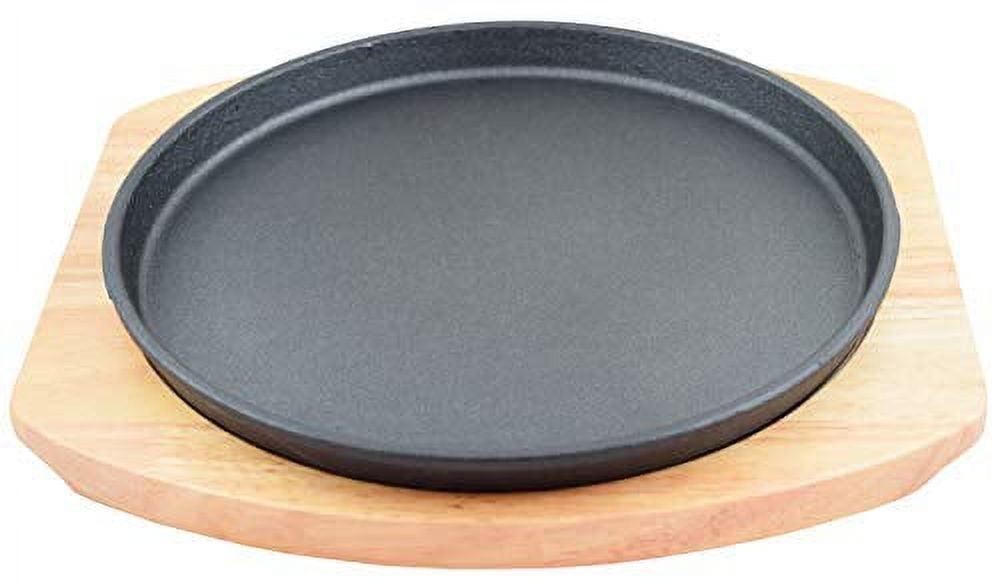 11.80" Round Cast Iron Set with Rubber Wood Underliner