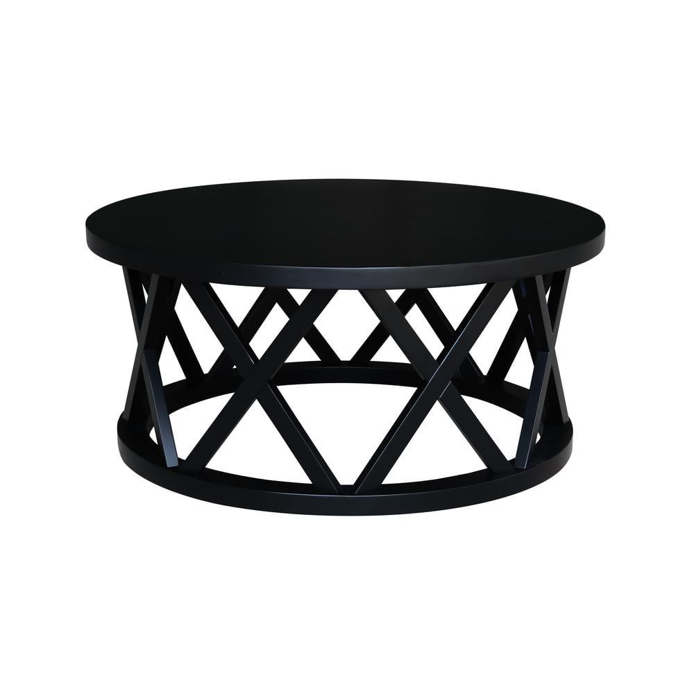 40" Ceylon Round Coffee Table Black - International Concepts: Hardwood Frame, Spot Clean, 18" Height