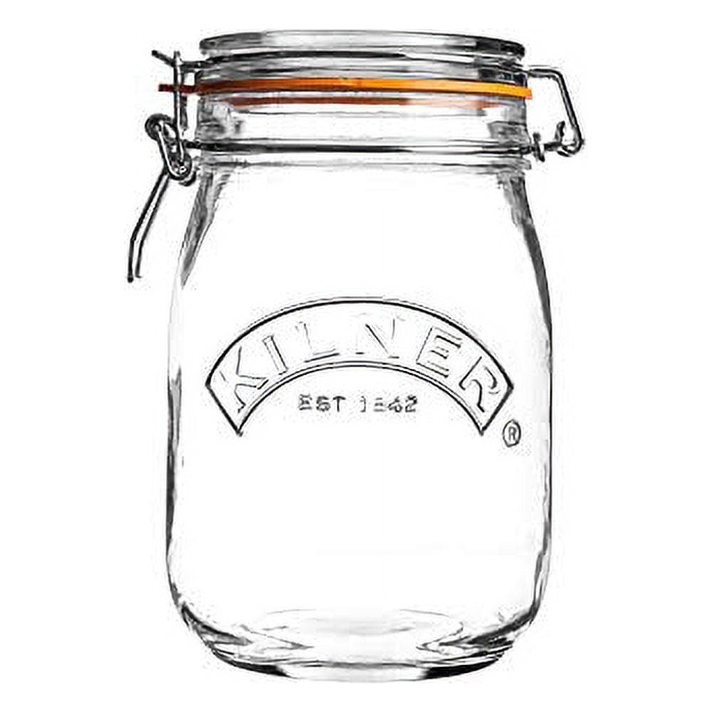 Clear Glass 34-Fl Oz Clip Top Storage Jar Set