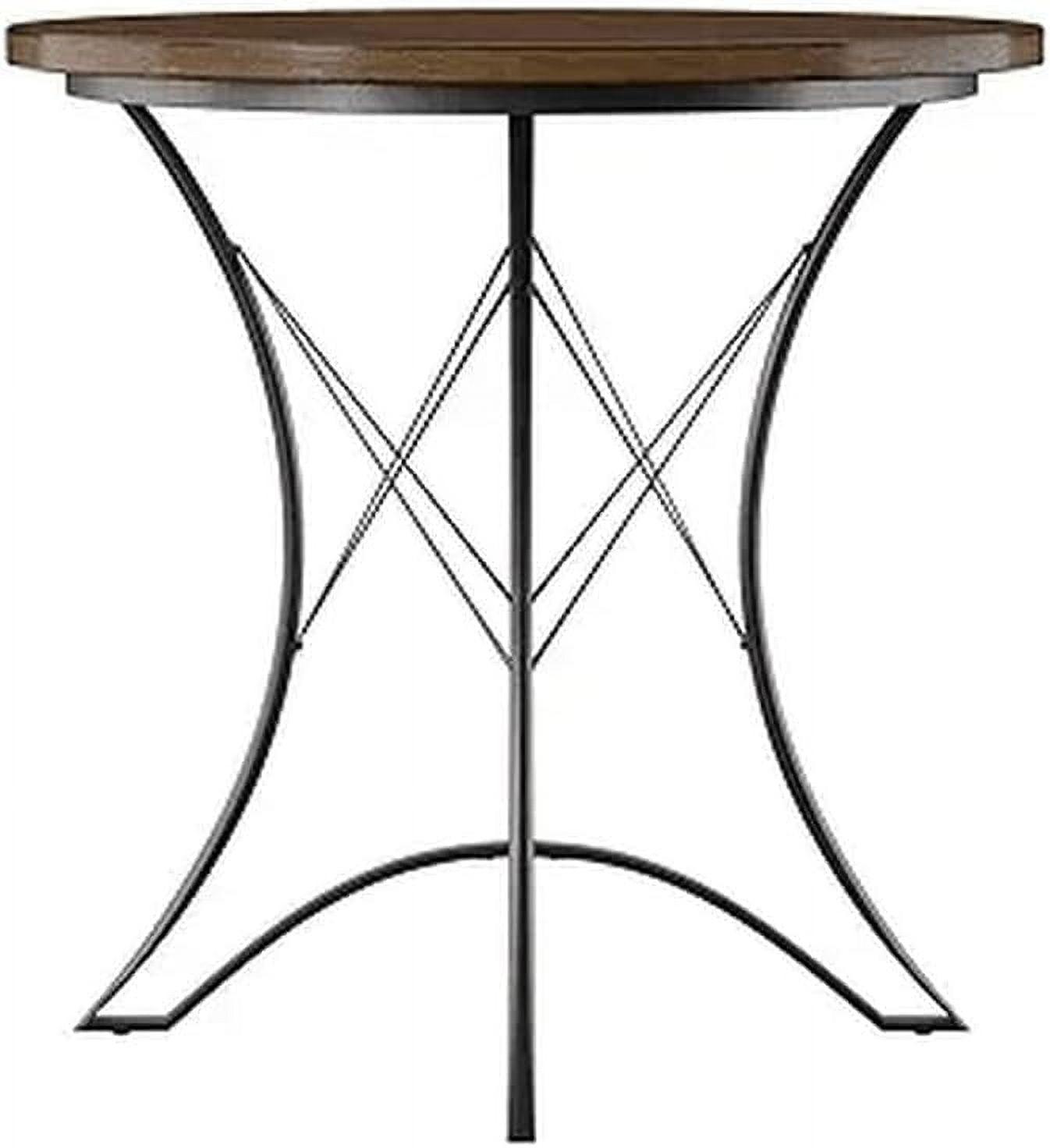 Birch Brown 36" Transitional Round Counter Height Table with Metal Base