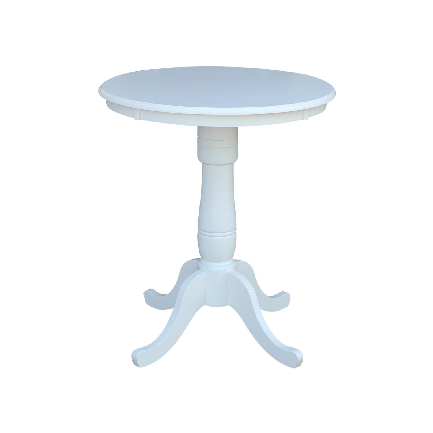 Casual Round Wood Extendable Counter Height Dining Table, White