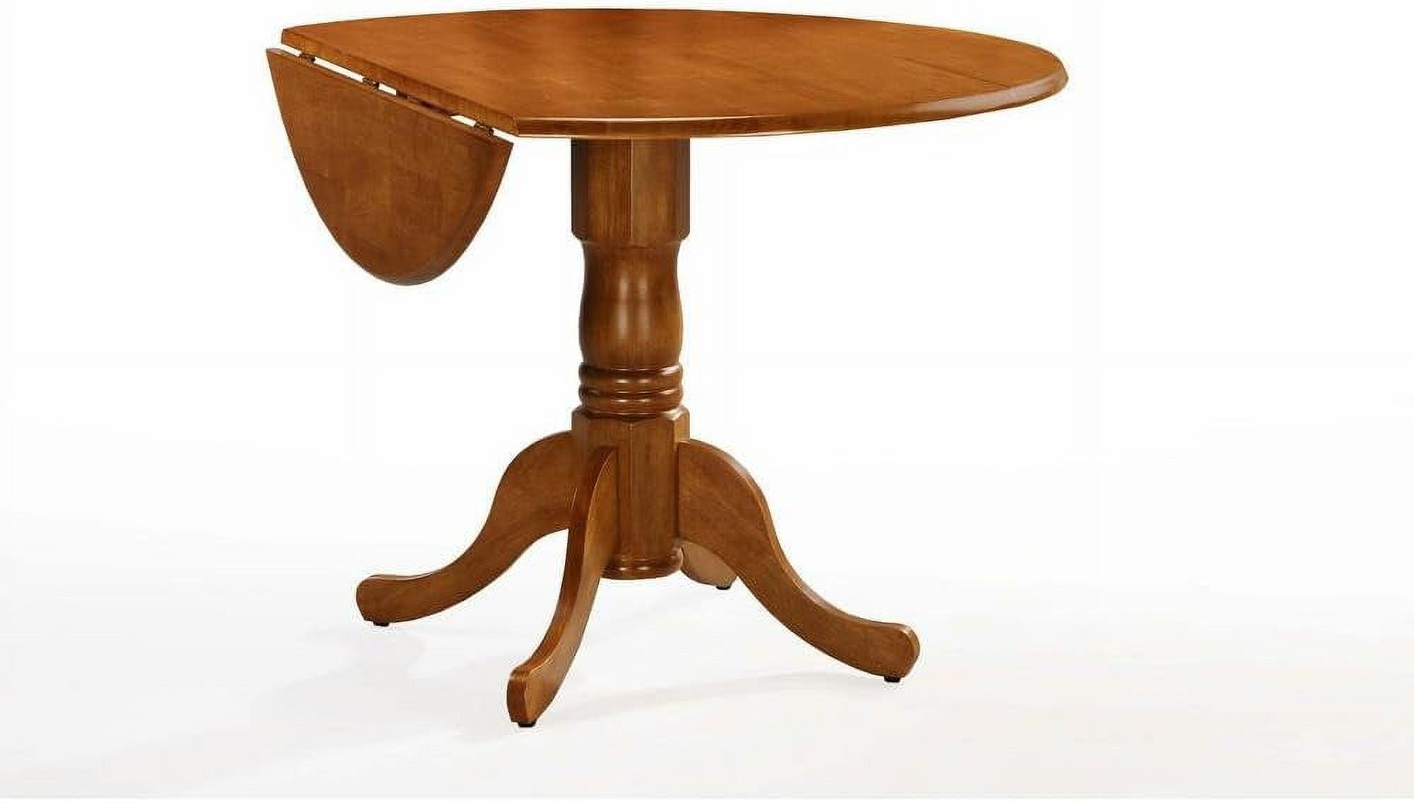 Contemporary 44.5" Round Oak Wood Extendable Dining Table