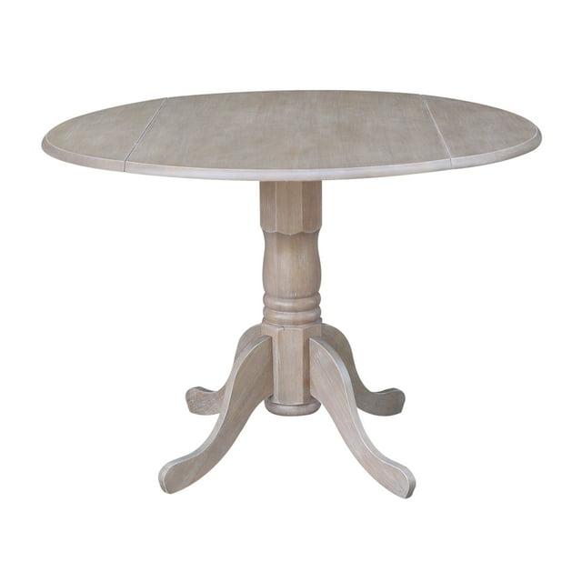 42" Mason Round Dual Drop Leaf Extendable Dining Table - International Concepts: Seats 4, Pedestal Base