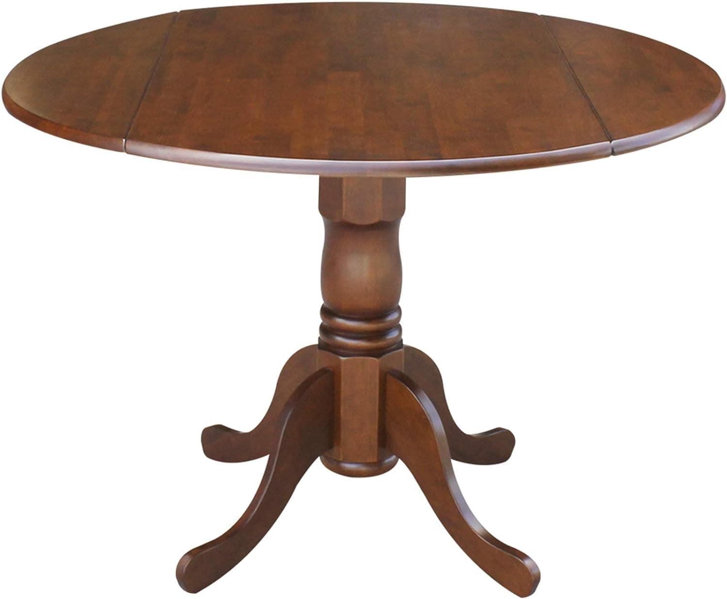 Cottage Charm Espresso 42" Round Wood Extendable Dining Table