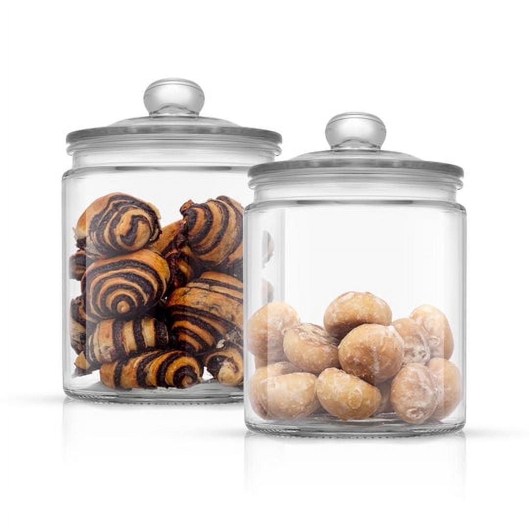 Set of 2 Clear Glass Cookie Jars with Airtight Lids