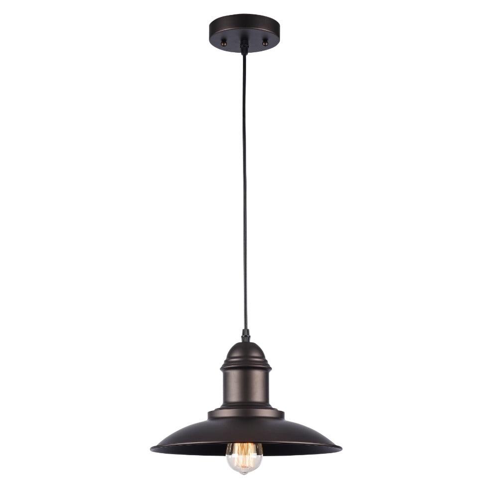 Bronze Industrial Mini Pendant Light with Clear Ribbed Glass Shade