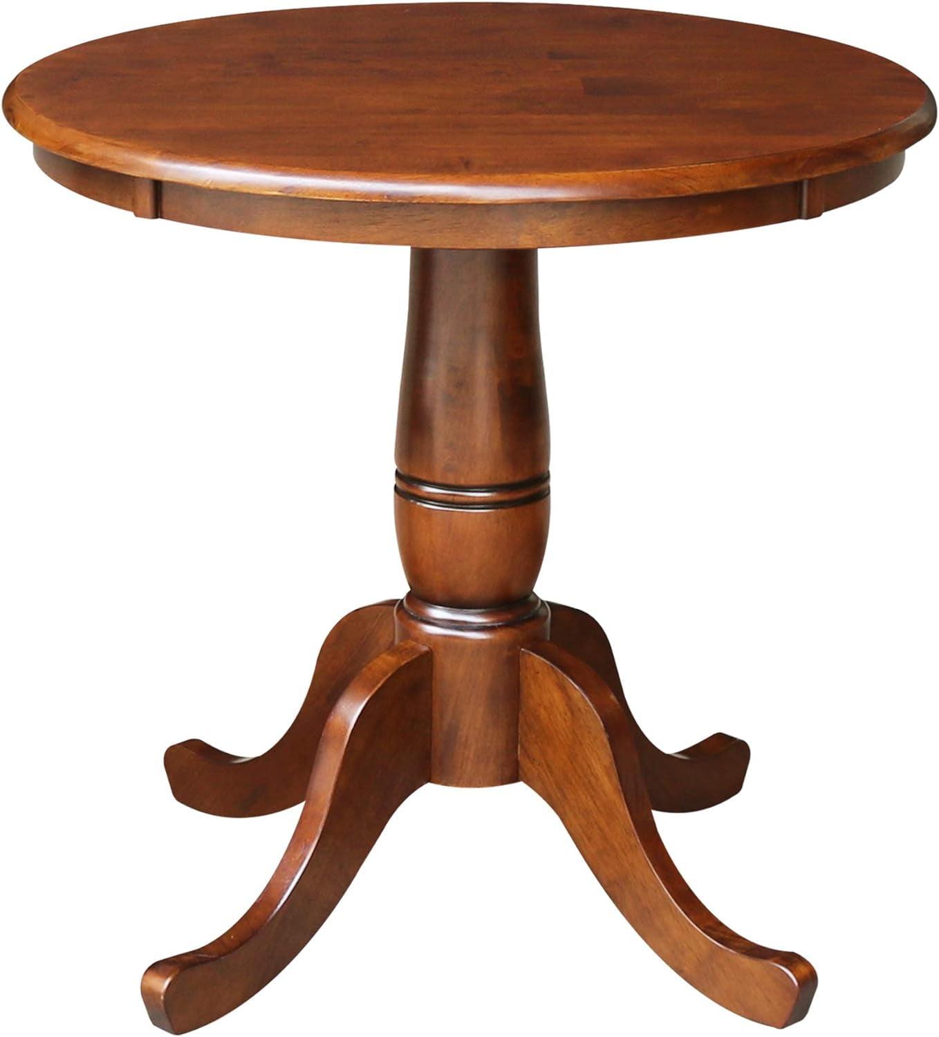 Farmhouse Espresso 30" Round Wood Pedestal Dining Table