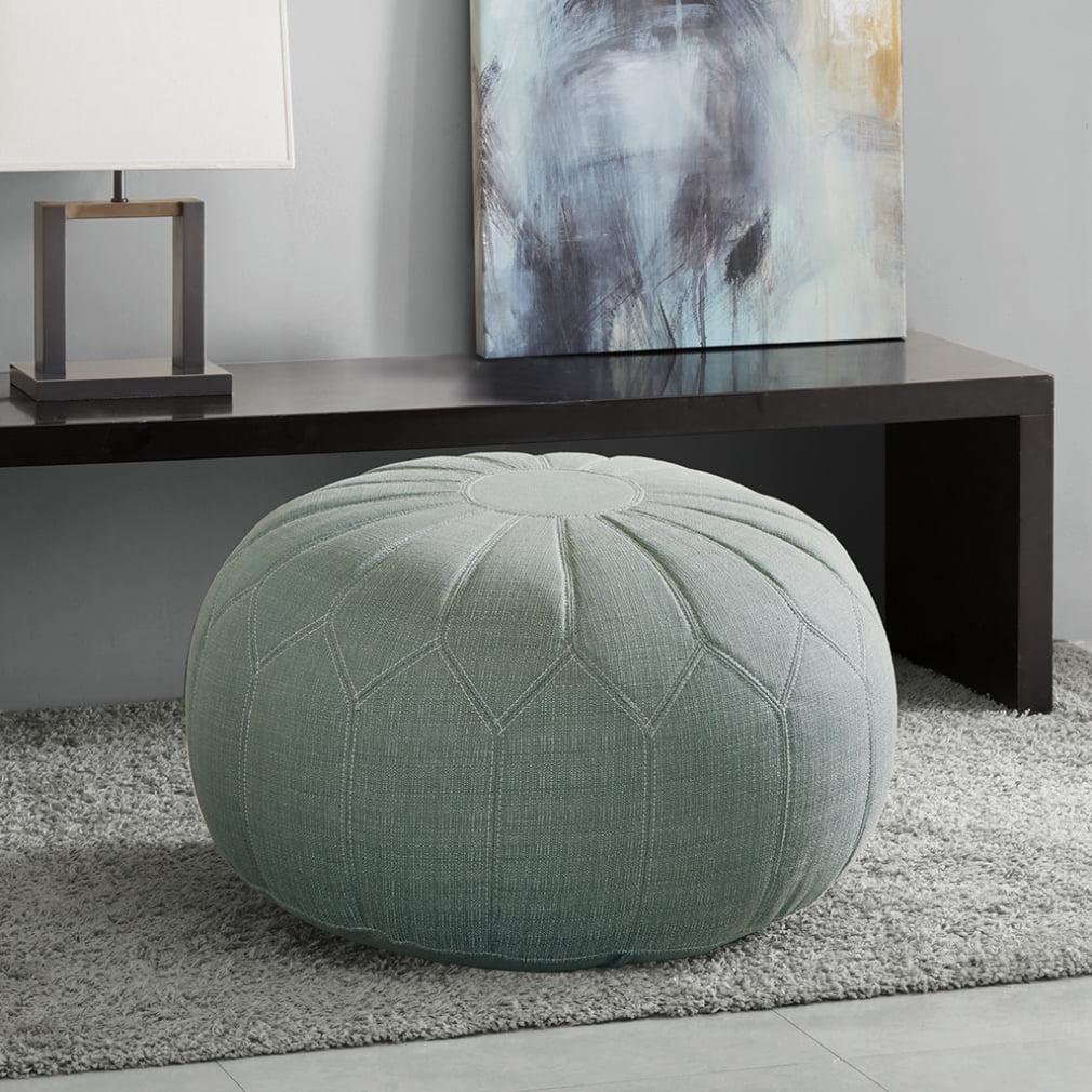 Avery Round Pouf Ottoman Seafoam