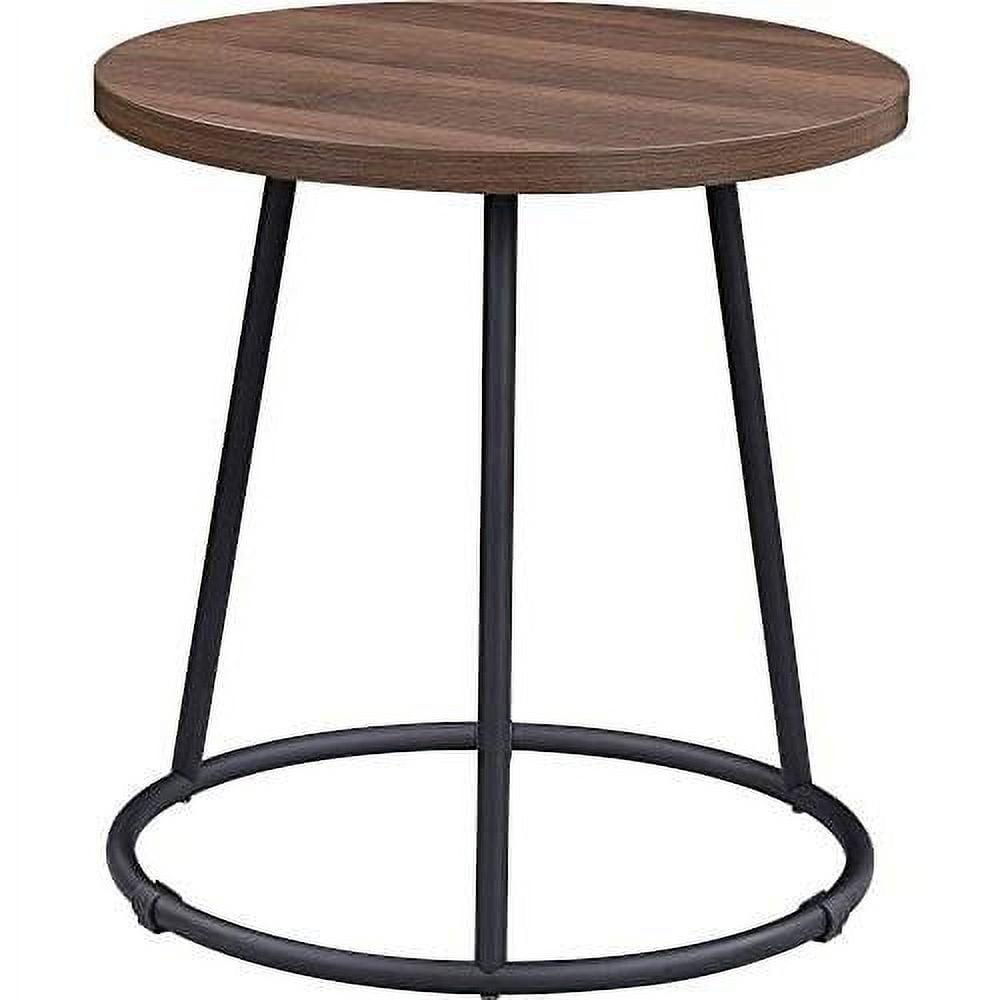 Walnut and Powder-Coated Metal Round Side Table