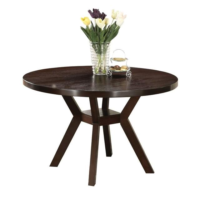 Round Wooden Dining Table, Espresso Brown