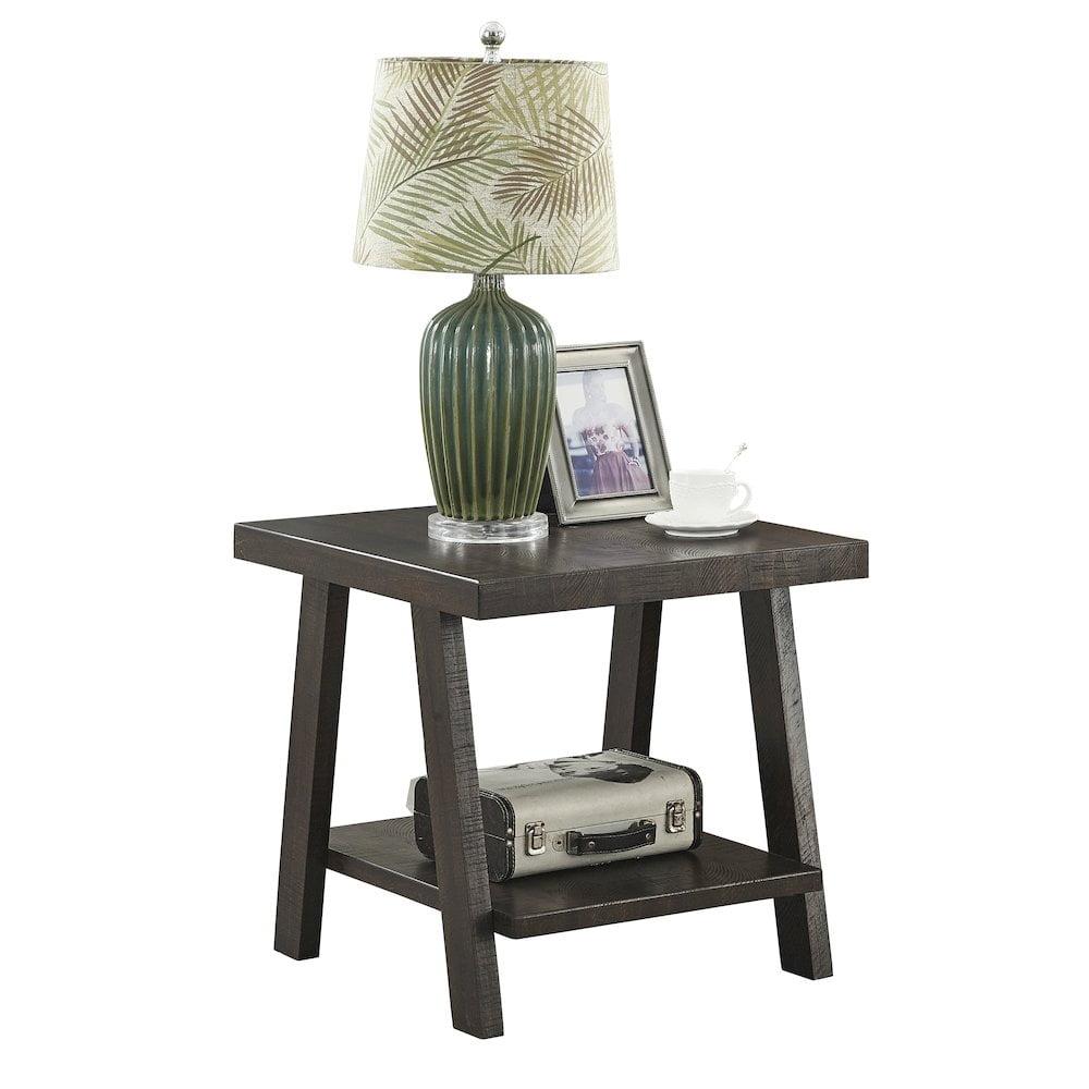 Roundhill Furniture Athens Contemporary Wood Shelf End Table in Weathered Espresso