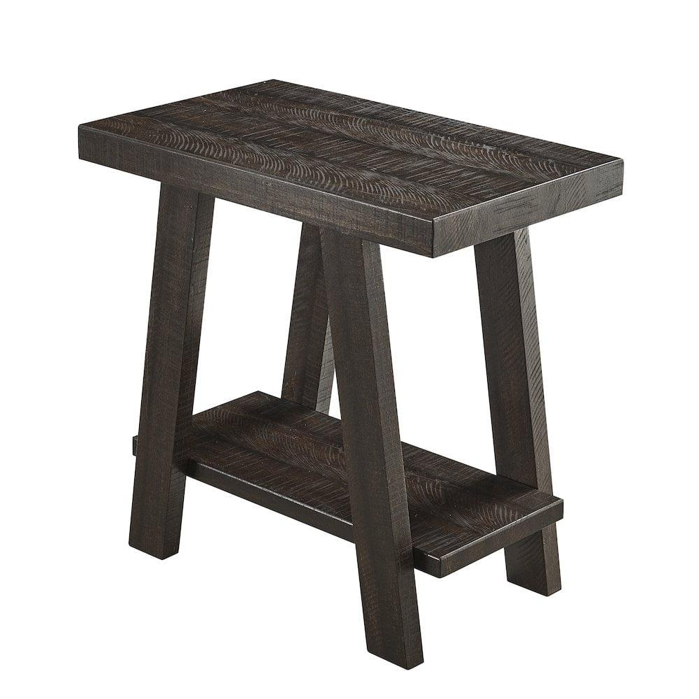 Roundhill Furniture Athens Wood Shelf End Table in Weathered Espresso