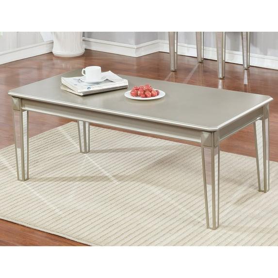 Roundhill Furniture Barent Contemporary Wood Coffee Table with Mirrored Legs, Champagne