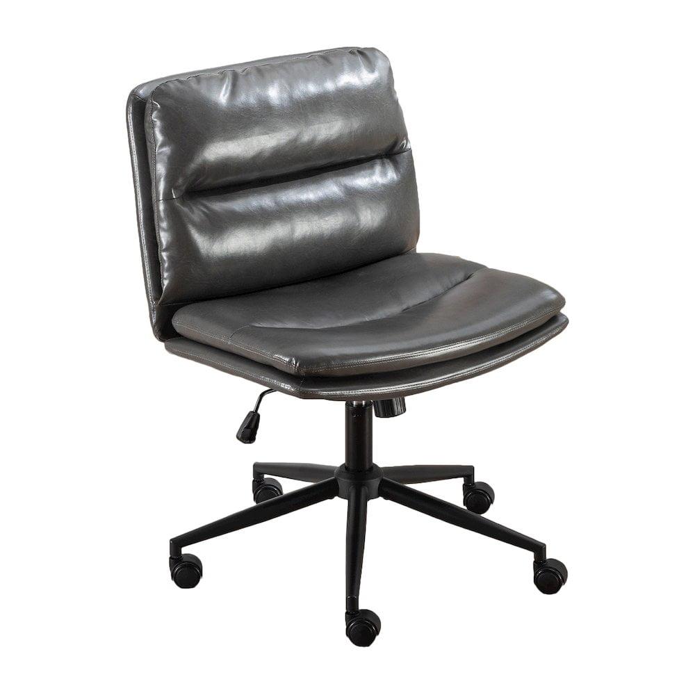Roundhill Furniture Bizerte Adjustable Swivel Criss Cross Chair, Wide Seat Office Chair Gray