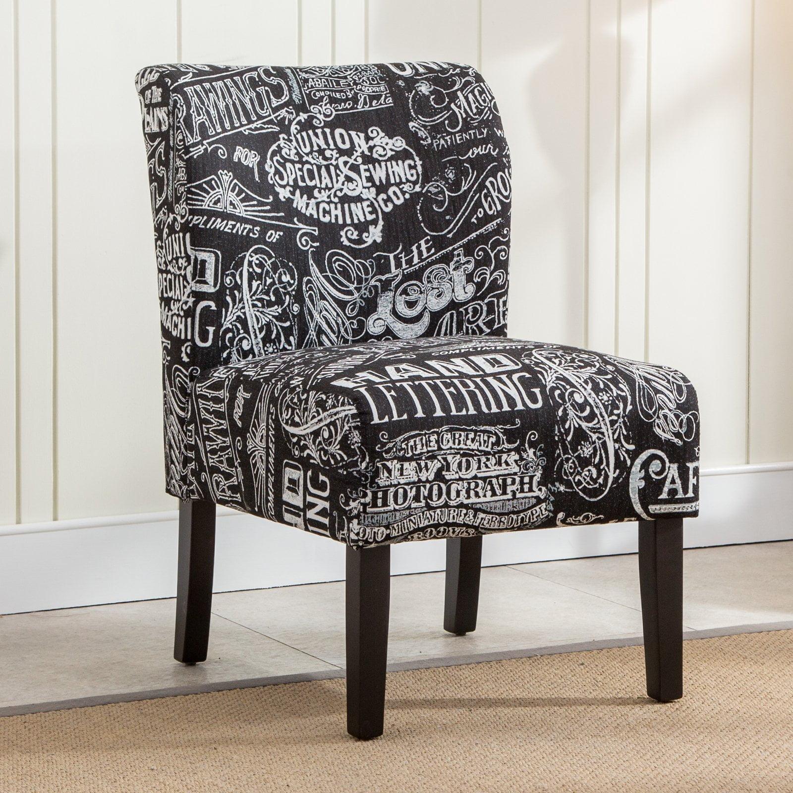 Espresso Finish Floral Black Wood Accent Chair with Removable Cushion