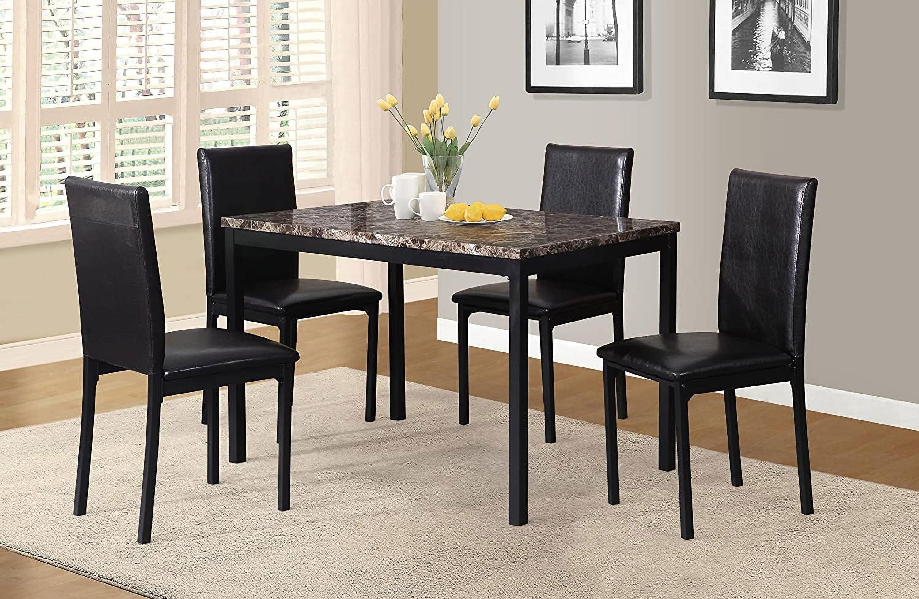 Citico 5-Piece Black Metal Dining Set with Faux Marble Top