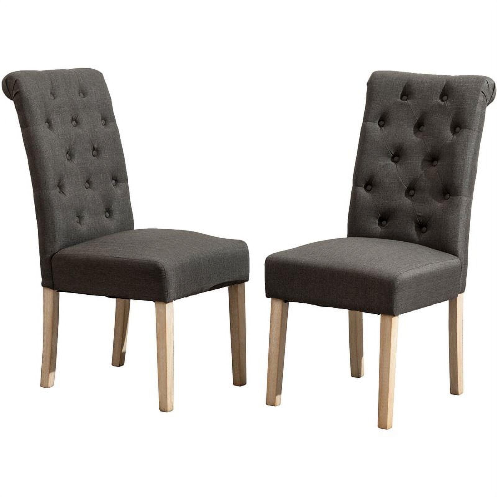Elegant Gray Linen Upholstered Parsons Side Chair Set