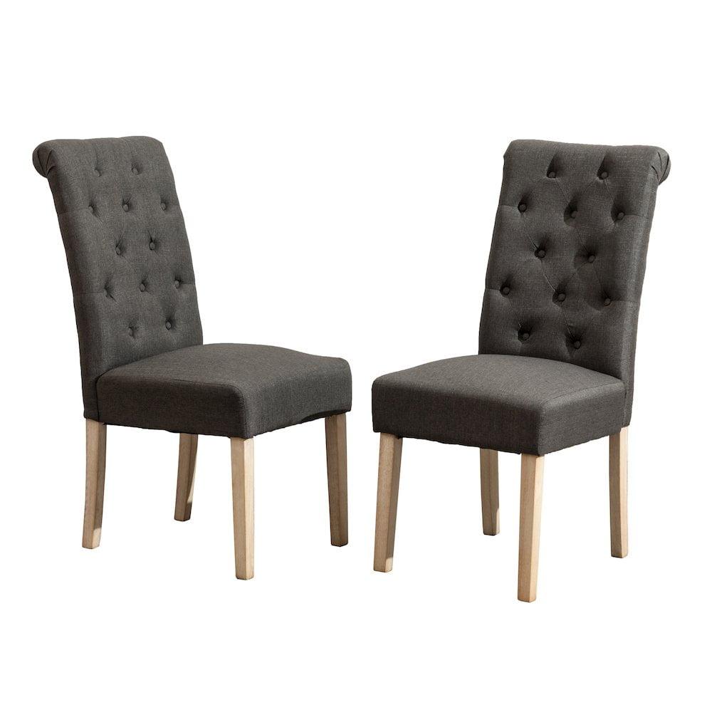 Elegant Gray Linen Upholstered Parsons Side Chair Set