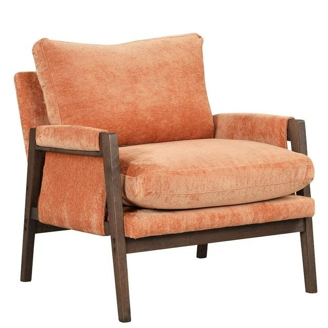 Roundhill Furniture Kelly Mid-Century Modern Velvet Accent Armchair, Orange