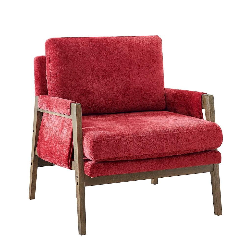 Roundhill Furniture Kelly Mid-Century Modern Velvet Accent Armchair