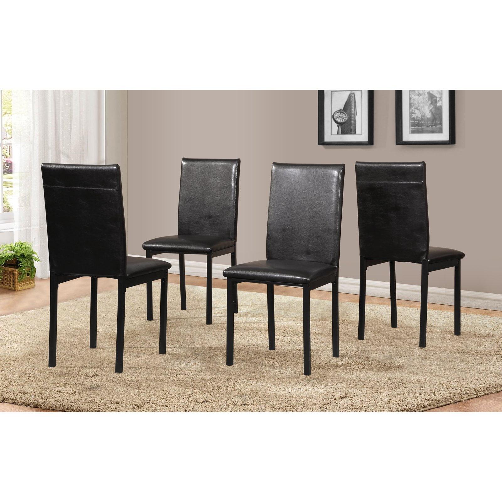 Sleek Contemporary Black Faux Leather Upholstered Dining Chair Set