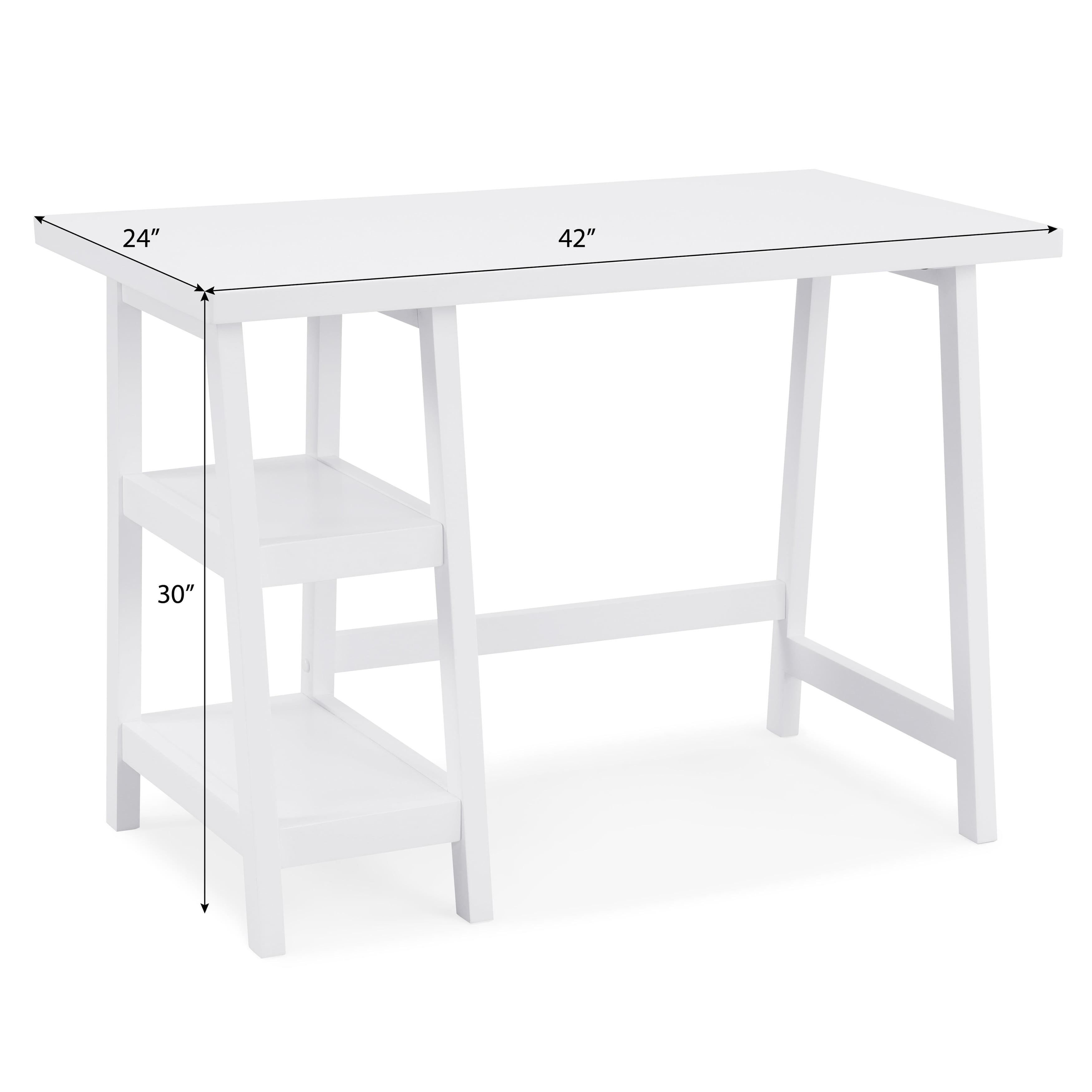 Roundhill Furniture Redina Contemporary Wood Writing Desk with Storage, White