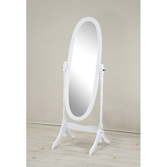 Roundhill Furniture Traditional Queen Anna Style Wood Floor Cheval Mirror White