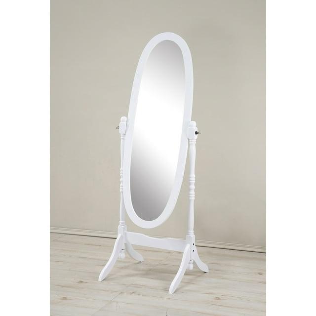 Roundhill Furniture Traditional Queen Anna Style Wood Floor Cheval Mirror White
