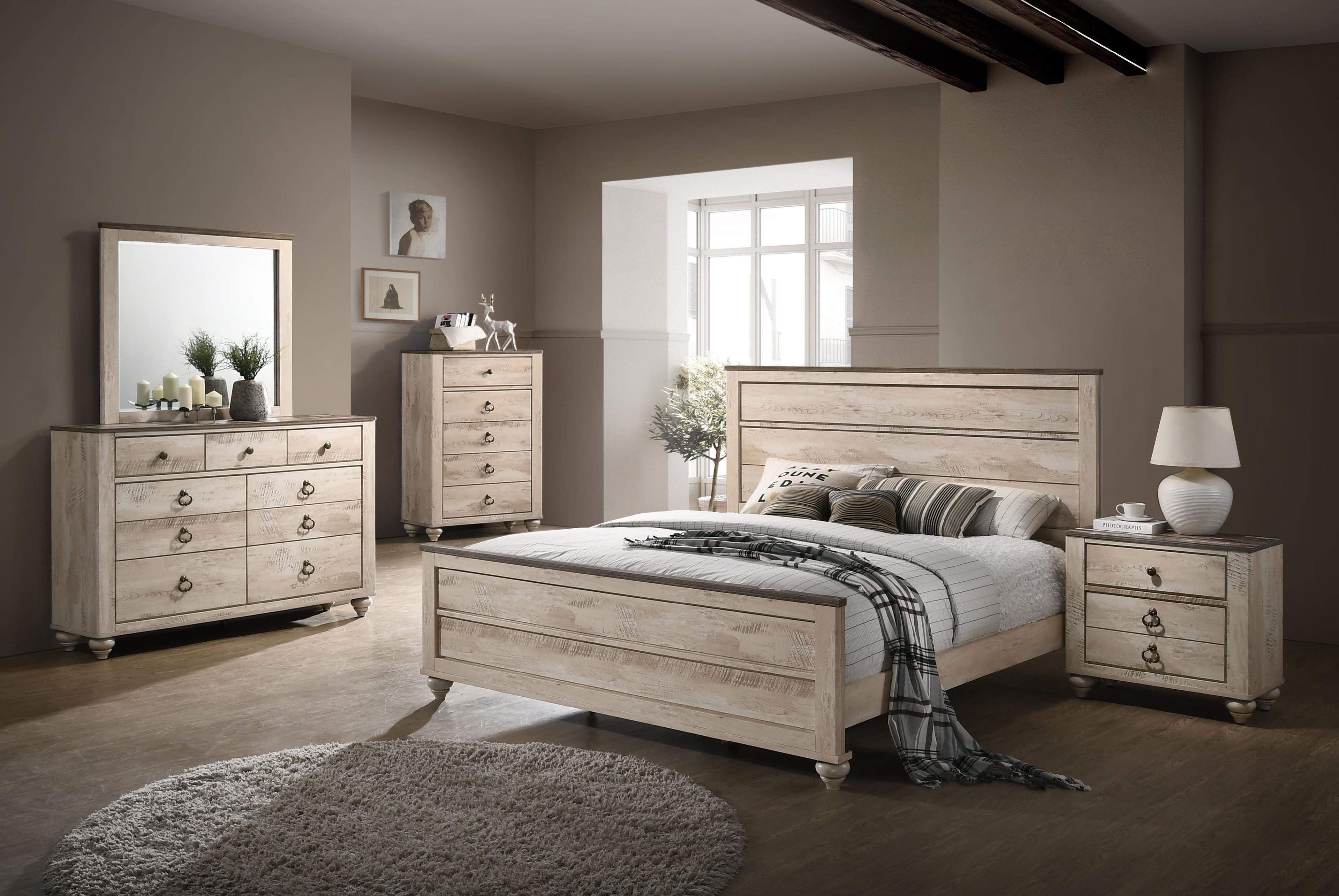 Imerland White Wash Finish 5-Piece Queen Bedroom Set