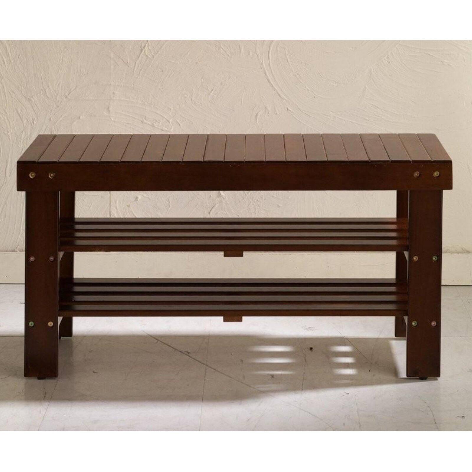 Roundhill Furniture Pina Quality Solid Wood Shoe Bench, Cherry Finish