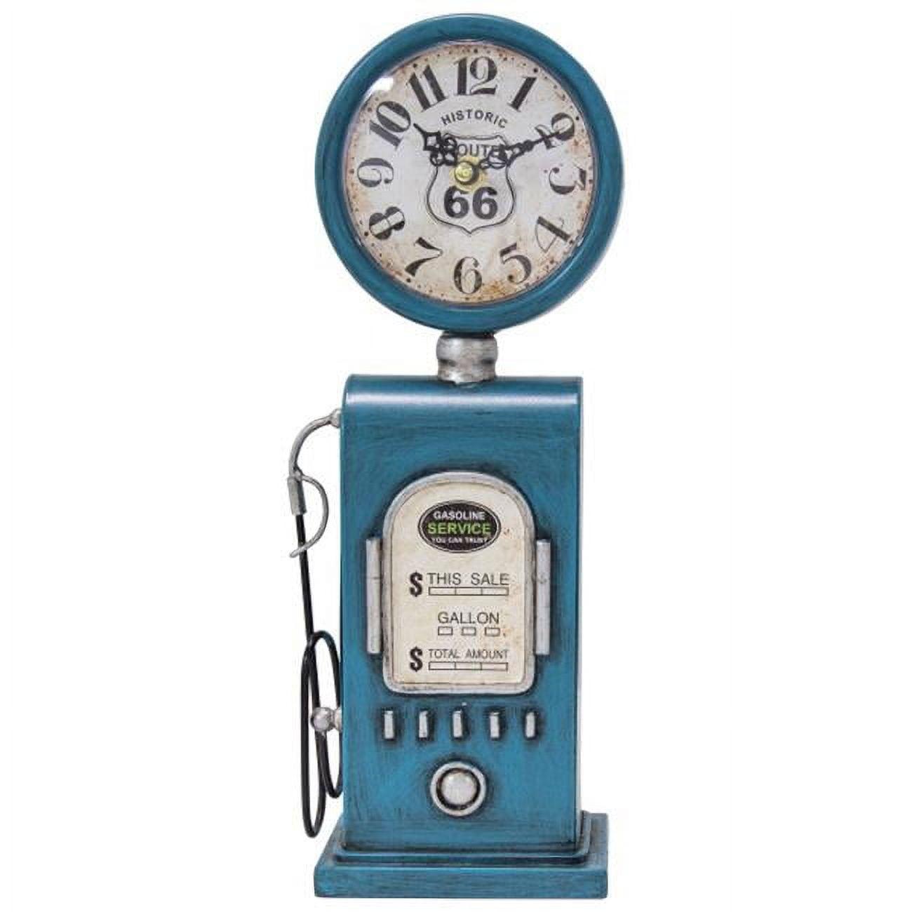 Route 66 Blue Vintage Gas Pump Table Clock