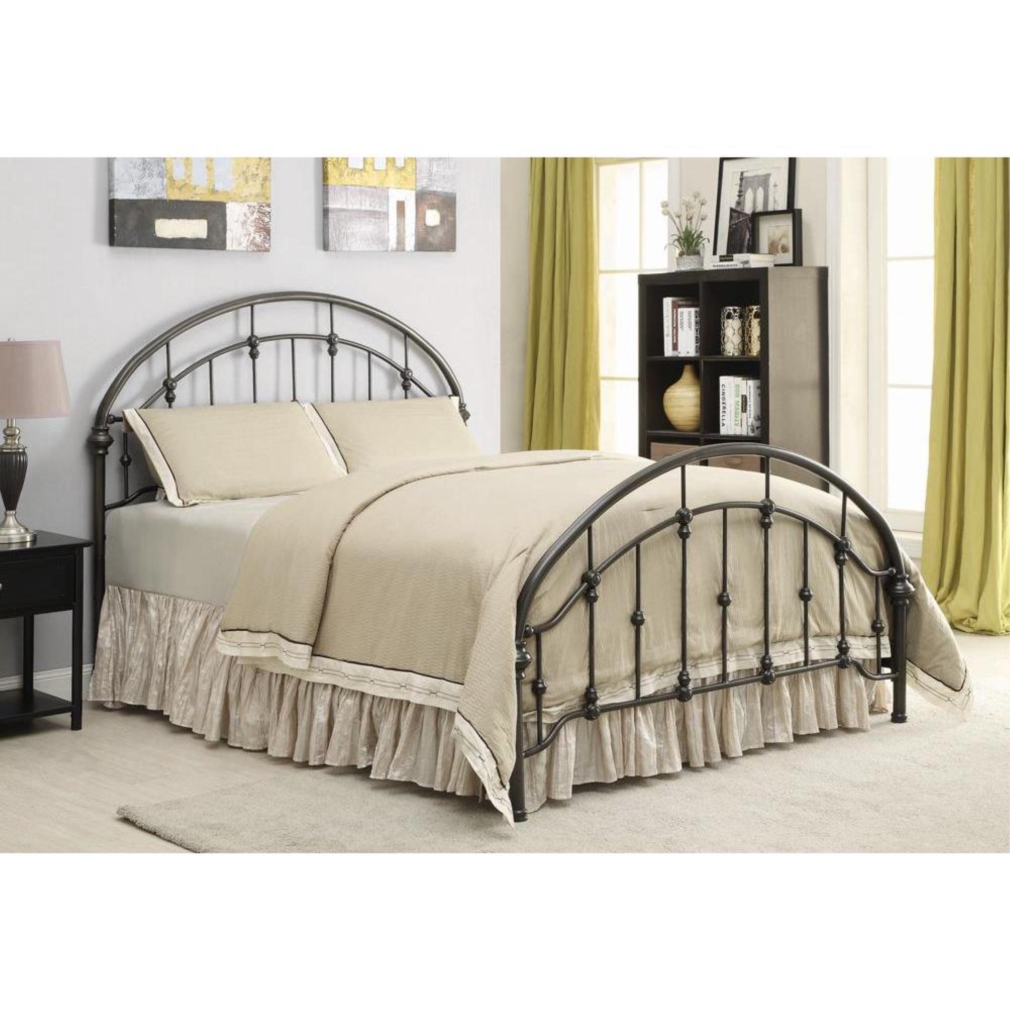 Transitional Rowan Full Metal Bed with Arched Headboard in Dark Bronze