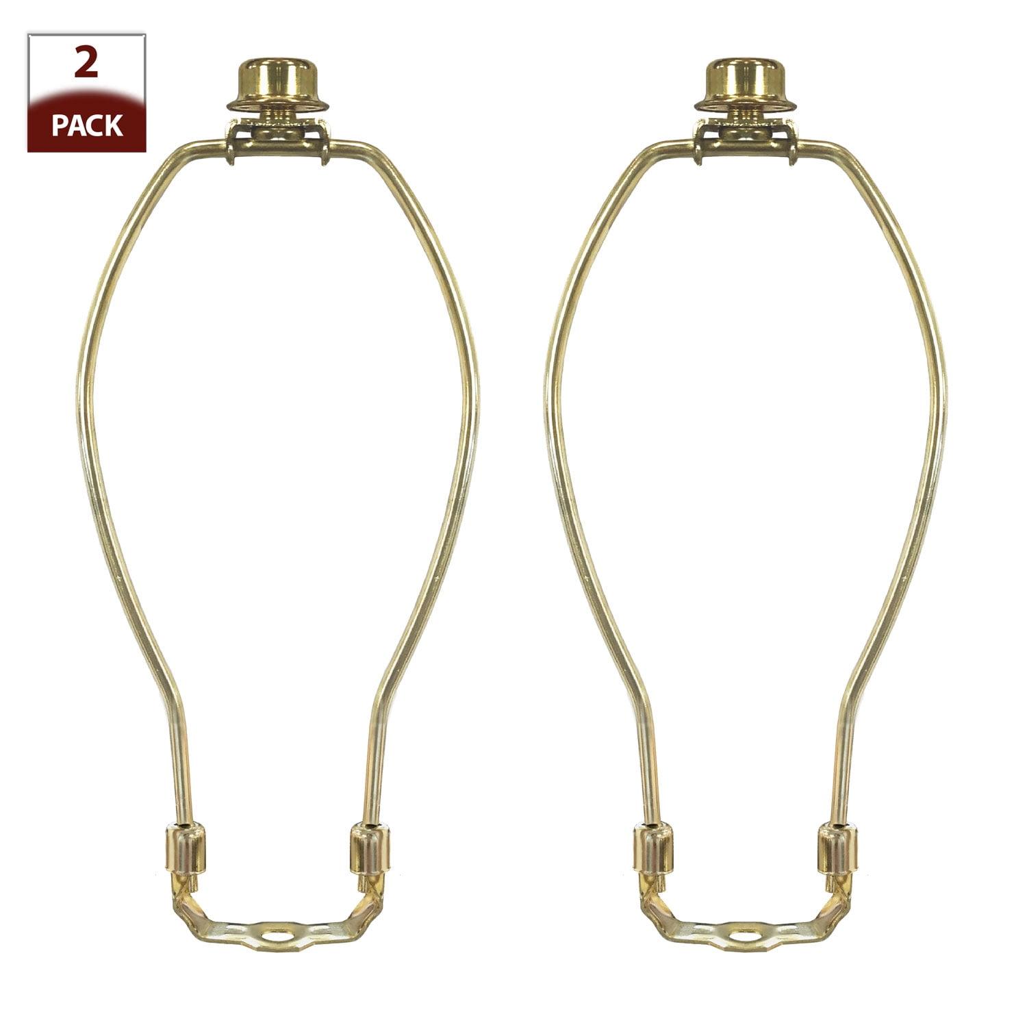 Royal Designs, Inc. Set of 2, 8 inch Polished Brass Lamp Shade Harp Holder with Lamp Finial, DIY Repair/Replacement, Heavy Duty, for Table/Floor Lamps