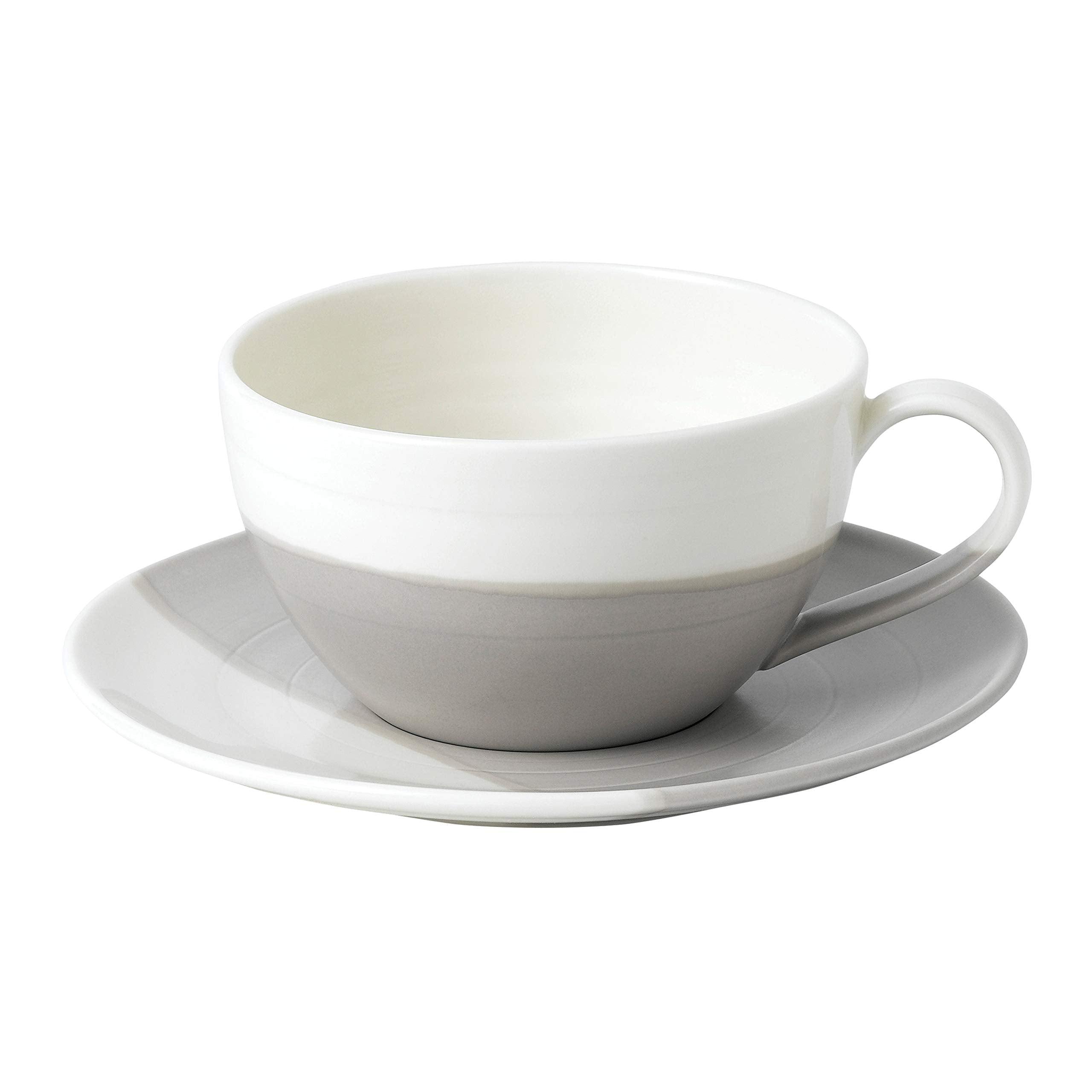 Royal Doulton Grey and Off-White Porcelain Latte Cup and Saucer Set