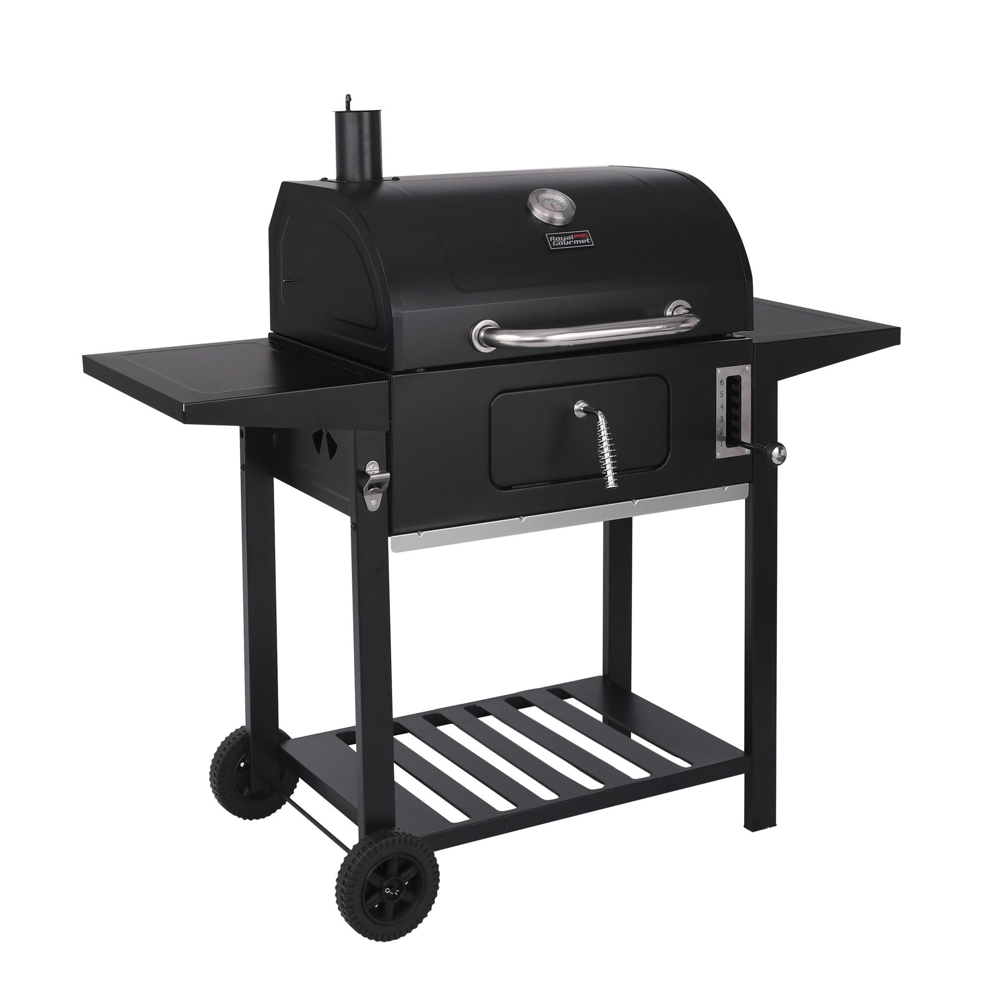 Deluxe 24" Black Charcoal Grill with Adjustable Porcelain Grates