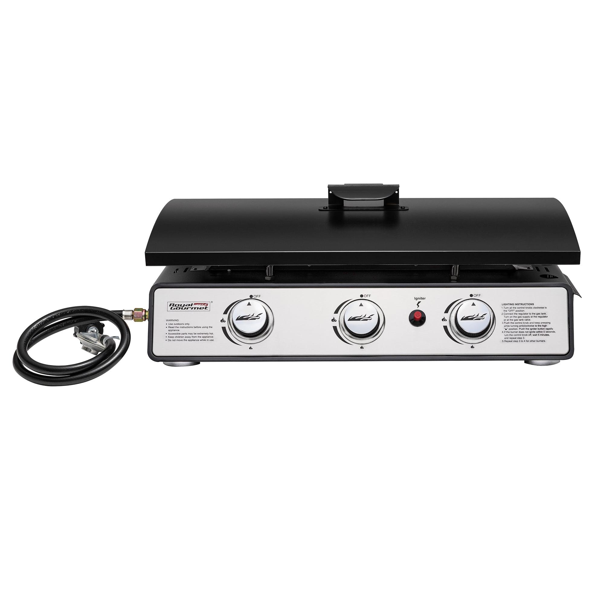 Royal Gourmet 3-Burner Portable Gas Grill Griddle with Top Hard Cover